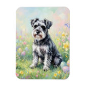 Whimsical Schnauzer with Easter Eggs Flexible Magnet (Vertikal)