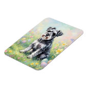Whimsical Schnauzer with Easter Eggs Flexible Magnet (Linke Seite)