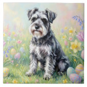 Whimsical Schnauzer with Easter Eggs Fliese (Vorderseite)