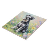 Whimsical Schnauzer with Easter Eggs Fliese (Seite)