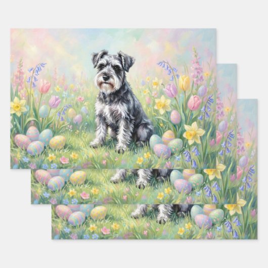 Whimsical Schnauzer with Easter Eggs Geschenkpapier Set (Set)