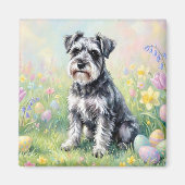 Whimsical Schnauzer with Easter Eggs Magnet (Vorne)