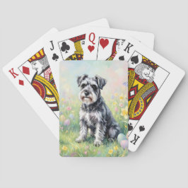 Whimsical Schnauzer with Easter Eggs Spielkarten