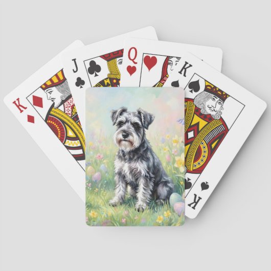 Whimsical Schnauzer with Easter Eggs Spielkarten (Rückseite)