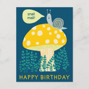 Whimsical Schnecke auf magischem Pilz INDIVIDUELLE Postkarte