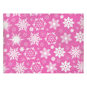 Whimsical Schneeflocken auf Pink Tablecloth Tischdecke