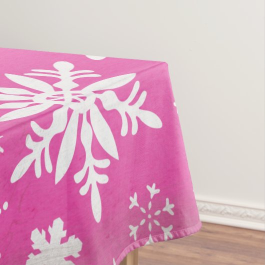 Whimsical Schneeflocken auf Pink Tablecloth Tischdecke (Beispiel)