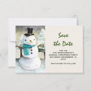 Whimsical Schneemann Winterzeit Weihnachten Zeichn Save The Date