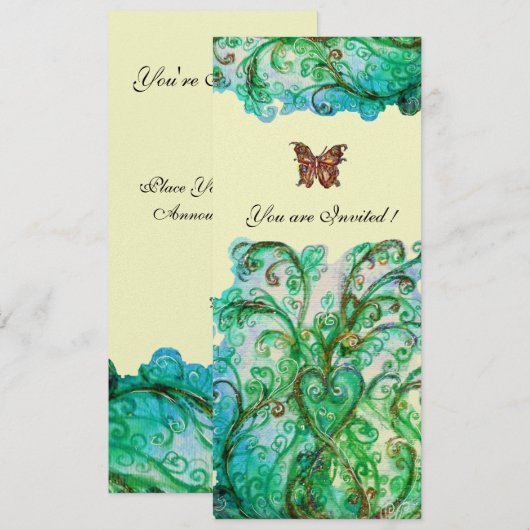 WHIMSICAL SCHNÖRKEL Bright Blue Green White Pearl Einladung (Vorne/Hinten)