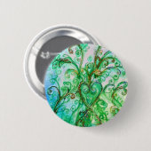 WHIMSICAL SCHNÖRKEL Green Blue Floral Heart Button (Vorne & Hinten)