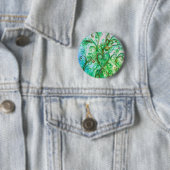 WHIMSICAL SCHNÖRKEL Green Blue Floral Heart Button (Beispiel)