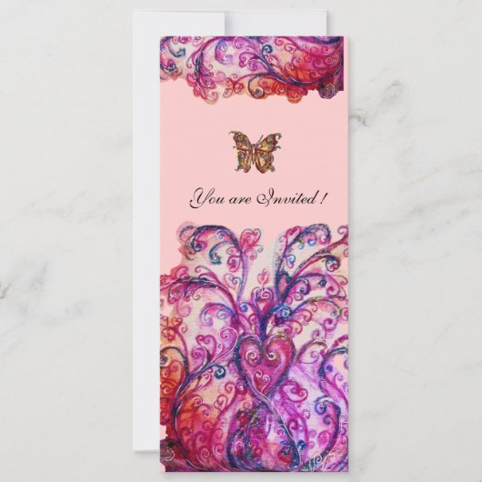 WHIMSICAL SCHNÖRKEL hell rosa lila Einladung (Vorderseite)