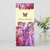 WHIMSICAL SCHNÖRKEL hell rosa lila silber Einladung (Stehend Vorderseite)