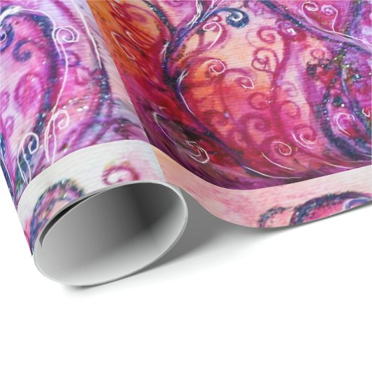 WHIMSICAL SCHNÖRKEL hell rosa lila weiß Geschenkpapier (Rolleneckpunkt)