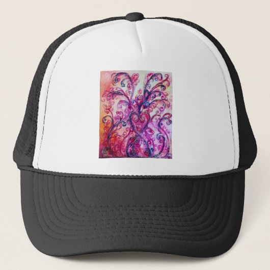 WHIMSICAL SCHNÖRKEL hell rosa lila weiß Truckerkappe (Vorderseite)