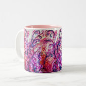 WHIMSICAL SCHNÖRKEL hell rosa lila weiß Zweifarbige Tasse (Vorderseite Links)