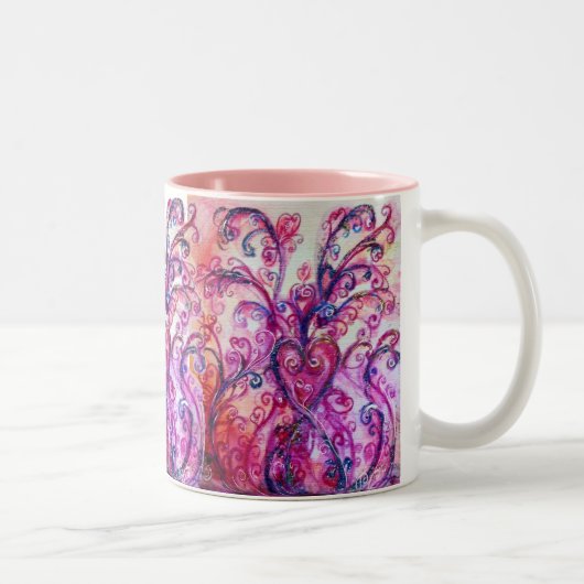 WHIMSICAL SCHNÖRKEL hell rosa lila weiß Zweifarbige Tasse (Rechts)