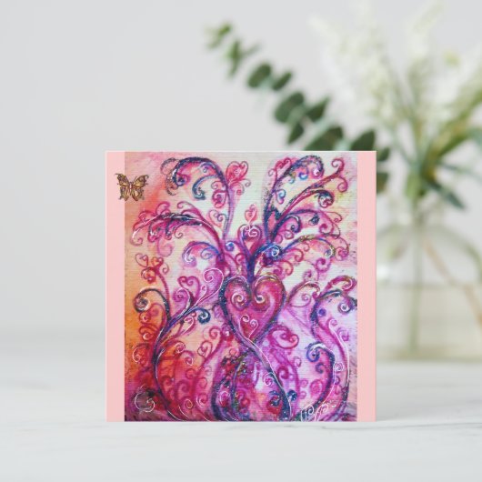 WHIMSICAL SCHNÖRKEL hell rot, rosa lila Einladung (Stehend Vorderseite)