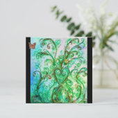 WHIMSICAL SCHNÖRKEL hellblau grün schwarz Einladung (Stehend Vorderseite)