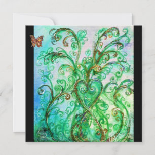 WHIMSICAL SCHNÖRKEL hellblau grün schwarz Einladung