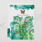 WHIMSICAL SCHNÖRKEL hellblau grün Weiße Perle Einladung (Vorne/Hinten)