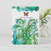 WHIMSICAL SCHNÖRKEL hellblau grün Weiße Perle Einladung (Stehend Vorderseite)