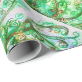 WHIMSICAL SCHNÖRKEL hellgrün blau weiß Geschenkpapier (Rolleneckpunkt)