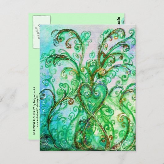 WHIMSICAL SCHNÖRKEL hellgrün blau weiß Postkarte (Vorne/Hinten)