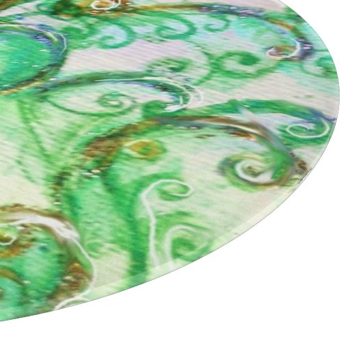 WHIMSICAL SCHNÖRKEL hellgrün-gelb Schneidebrett (Ecke)