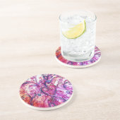 WHIMSICAL SCHNÖRKEL HERZ hell rosa blau Getränkeuntersetzer (Seite)