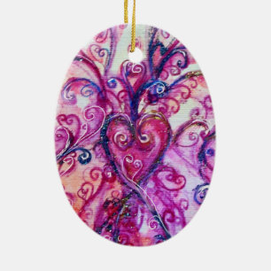 WHIMSICAL SCHNÖRKEL HERZ Hellrosa Fuchsie Keramik Ornament