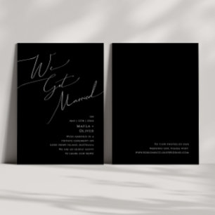 Whimsical Schrift   Schwarze Hochzeitsankündigung Einladung