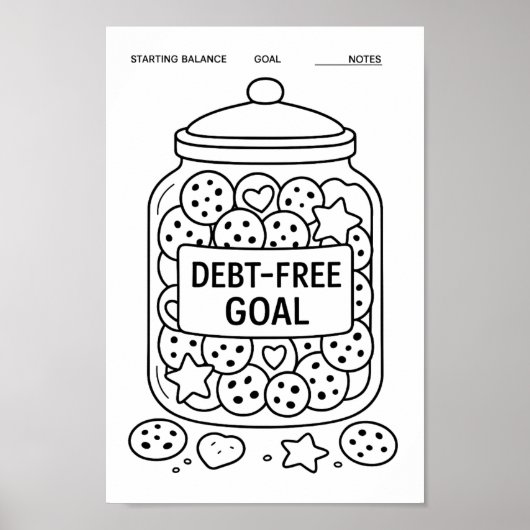 Whimsical Schulden Cookie JAR Fill-In Tracker Poster (Vorne)
