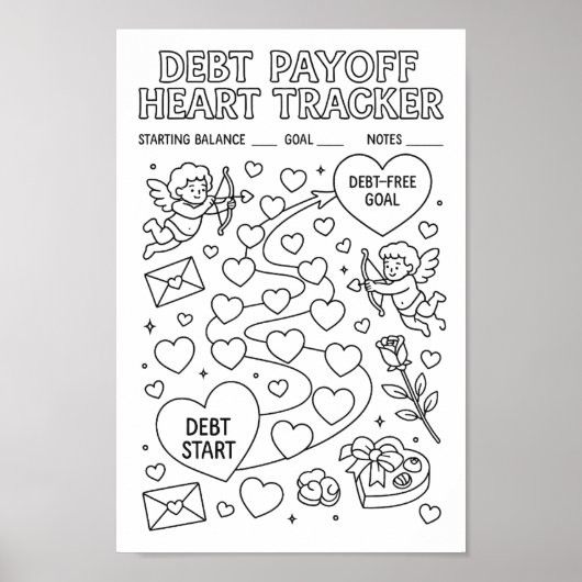 Whimsical Schulden Payoff Valentins Herz-Tracker Poster (Vorne)