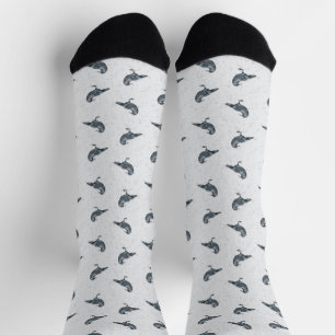 Whimsical Schwarz & Weiß Krähe Halloween  Socken