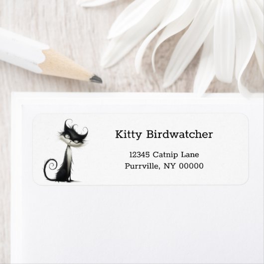 Whimsical Schwarz-weiß Mischous Cat-Adresse (Insitu)