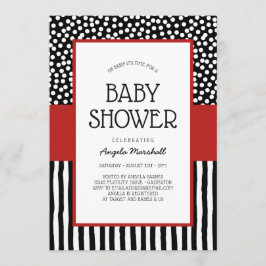 Whimsical Schwarz-weiß und Red Baby Dusche Einladung
