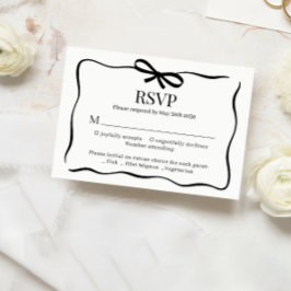 Whimsical schwarze Fliege Hochzeitsmenü Wahl RSVP Karte