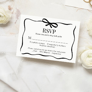 Whimsical schwarze Fliege Hochzeitsmenü Wahl RSVP Karte