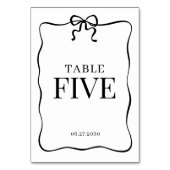 Whimsical schwarze Fliege Monogramm Hochzeit Tischnummer (Rückseite)