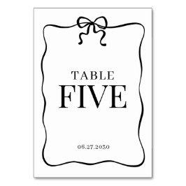 Whimsical schwarze Fliege Monogramm Hochzeit Tischnummer