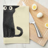 Whimsical Schwarze Katze Frohes Halloween Geschirrtuch (Viertel Falte)