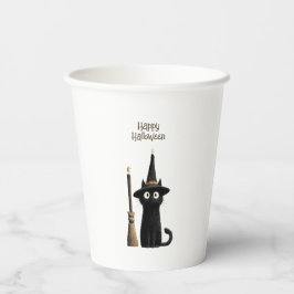 Whimsical Schwarze Katze Frohes Halloween Pappbecher