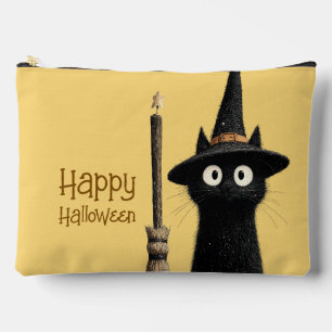Whimsical Schwarze Katze Frohes Halloween Zubehörtasche