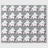 Whimsical Schwarzer Roter Drache Damast Sweet 16 B Geschenkpapier (Flach)