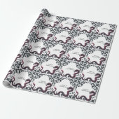 Whimsical Schwarzer Roter Drache Damast Sweet 16 B Geschenkpapier (Ungerollt)