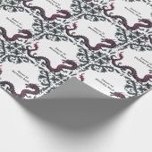 Whimsical Schwarzer Roter Drache Damast Sweet 16 B Geschenkpapier (Ecke)