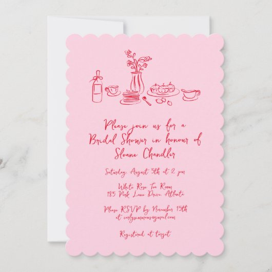 Whimsical Scribble Doodle Hand Drawing Brautparty Einladung (Vorderseite)