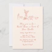 Whimsical Scribble Doodle Hand Drawing Brautparty Einladung (Vorderseite)