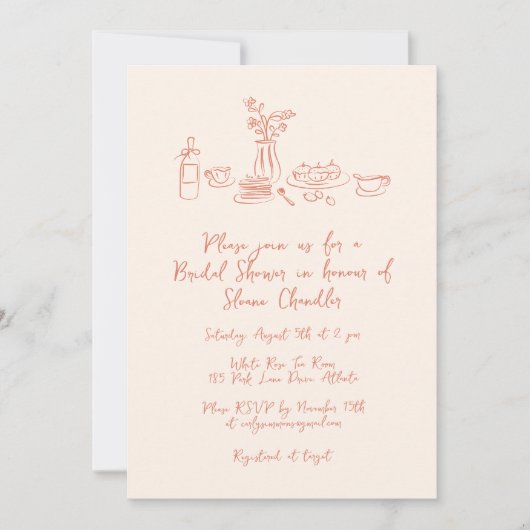 Whimsical Scribble Doodle Hand Drawing Brautparty Einladung (Vorderseite)